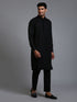 Vastramay Men's Black Cotton Blend Kurta and Pant Set